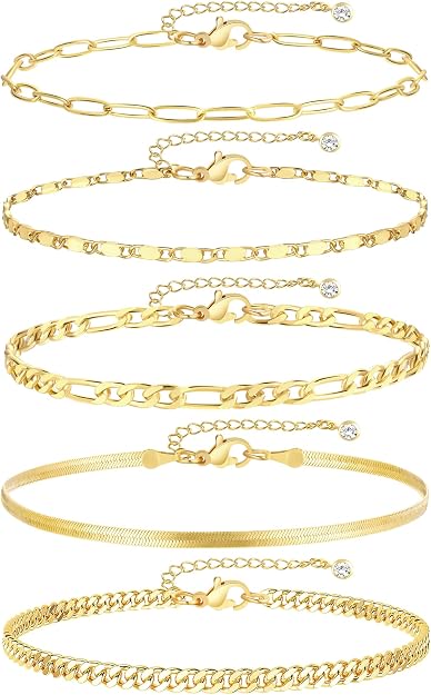 14k Gold Plated Waterproof Cuban Link Chain Anklet