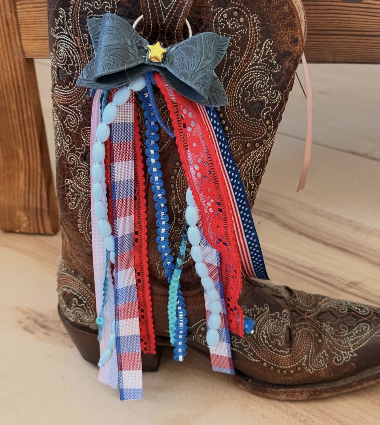 Genuine Leather Boot Bow
